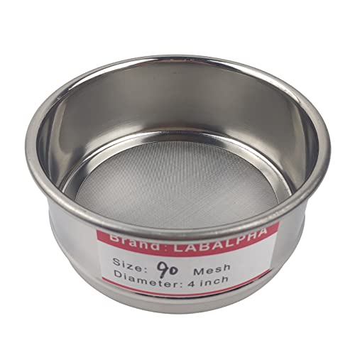 LABALPHA 90 Mesh Lab Sieves, Test Sieve #90 Mesh, 4'' Diameter, 304 Stainless Steel Wire Cloth (0.17mm) - size: 90 mesh (0.17mm)