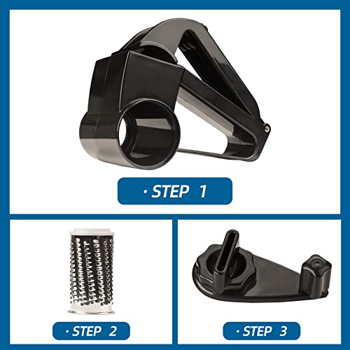 Cheese Grater with Handle, Rotary Cheese Grater,Vegetable, Chocolate, Hard Cheese & Nut Grater, Black - color: Black