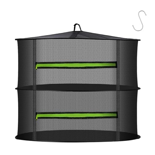MEKOLIFE Herb Drying Rack, 2-Tier Collapsible Mesh Zip & Hooks (11.81") | Indoor & Outdoor Versatile Use, Ideal For Herbs, Socks, Underwear, Seafood, Camping Food & Dehydrated Snacks - size: 2 Layers