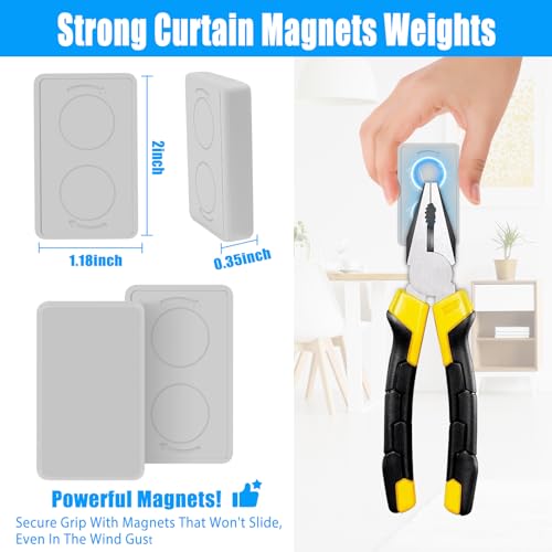 18pcs Outdoor Curtain Weights, Waterproof Magnetic Curtain Weights, Heavy Drapery Weights Bottom, Weighted Magnets for Heavy Wind, Shower Curtain, Garden Flag, Tablecloth (Gray, 9pairs) - color: Grey-18pcs