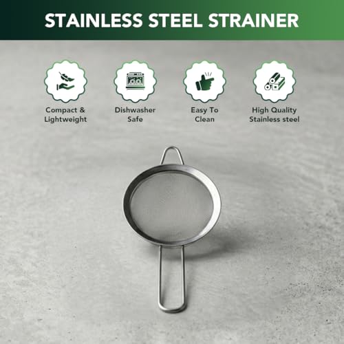 Matcha Tea Sifter Stainless Steel with Handle – Fine Mesh Sieve for Matcha Powder, Eliminates Clumps for Smooth Matcha Tea & Lattes, Dishwasher Safe Matcha Set Essential