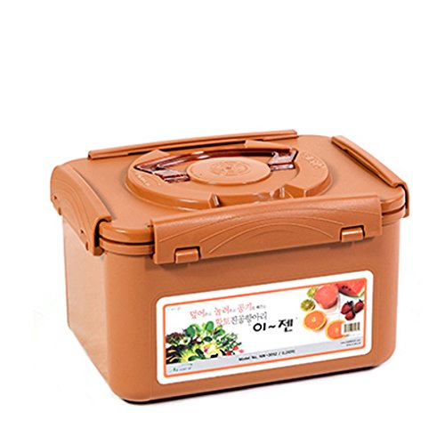 e-jen Premium Kimchi, Sauerkraut Container Probiotic Fermentation with Inner Vacuum Lid (Earthenware Brown, 1.3 gal/ 5.2L) - color: Earthenware Brown, size: 1.3 gal
