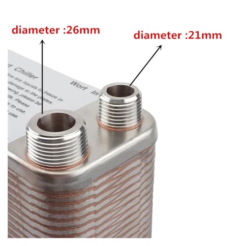 60 Plate Wort Chiller,Stainless Steel 304 Garden Hose Thread Plate,Homebrewing Plate Heat Exchanger,3/4 NPT Port