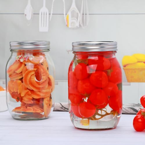 Wide Mouth Mason Jars Set, 32oz Clear Glass Jars 4-Pack for Storage, Overnight Oats, Snacks, Jam or Jelly,Canning,Fermenting,Pickling,DIY Projects…