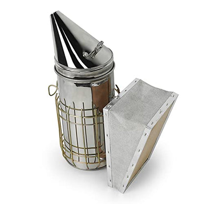 Luwint Bee Hive Smoker, 12 Inch Bee Smoker for Beekeeping, Stainless Steel Tall Heat Chamber and Leather Bellow - color: Regular