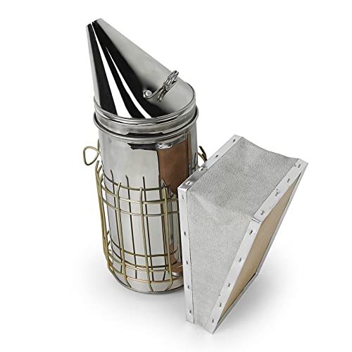 Luwint Bee Hive Smoker, 12 Inch Bee Smoker for Beekeeping, Stainless Steel Tall Heat Chamber and Leather Bellow - color: Regular
