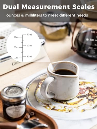 Ceramic Espresso Cup, Espresso Accessories, 3 OZ Espresso Measuring Cup Expresso Shot Cup with Handle, Double Spouts, Cream White - color: C-Cream White
