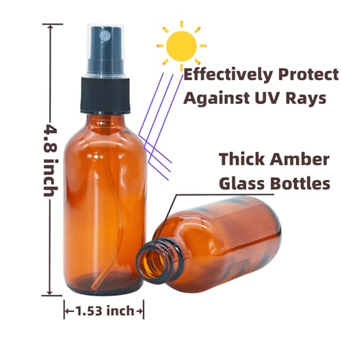 Zkupanx 4 PACK 2 oz Amber Small Glass Spray Bottles, Empty Spray Bottle for Hair, Plants, Perfume - Fine Mist, 2oz Mini Spray Bottle - color: Amber