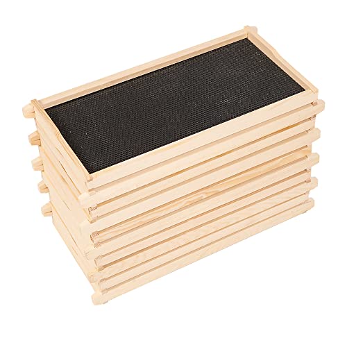 BeeTech 10-Pack Deep Brood Box Wooden Beehive Frames and 100% Beeswax Dipped Plastic Foundations for Beekeeping (Unassembled) - size: deep frames