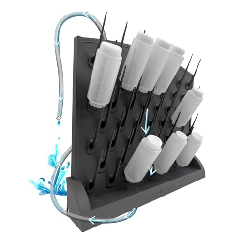 Bottle Drying Rack Kitchen Organizer, Wall Mounted Commercial Dryer for Squeeze Sauce Bottles Glassware, Lab Drying Racks, Test Tube Holder, Sink Drain Rack (53 Pegs) - size: 53 Pegs