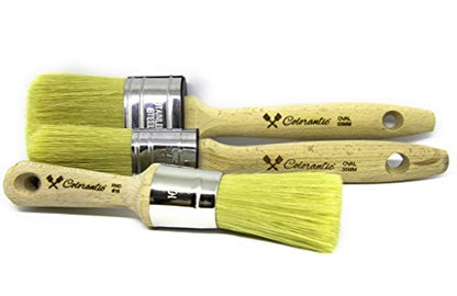 Colorantic | Chalk and Wax Brush for Furniture | Beeswax Polish Round Oval Brushes Natural Bristles DIY Paste Polishing (35mm Oval Chalk Based Paint Brush) - size: 35mm Oval Chalk Based Paint Brush