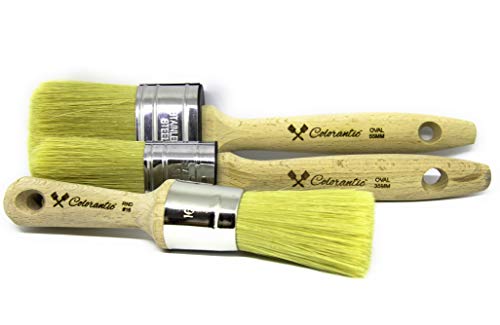 Colorantic | Wax and Chalk Round Oval Brush | Beeswax and Stencil Brushes for Acrylic Paints DIY (55mm Oval Chalk Based Paint Brush) - size: 55mm Oval Chalk Based Paint Brush