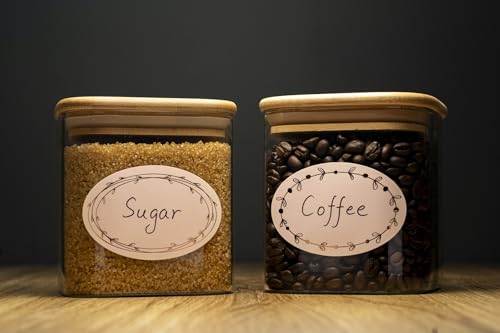 MONEST Waterproof & Oil Resistant Jar & Lid Stickers - Pantry/Canning, Spice & Bottle Labels (Rose Gold Flower 2x3) - style: Rose Gold Flower 2x3