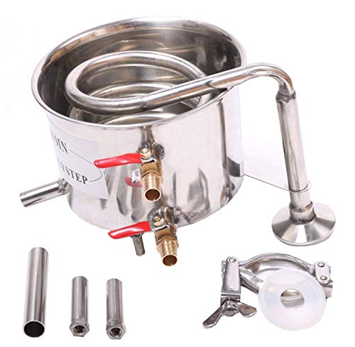 YUEWO 2 Pots Stainless Steel Still 5Gal/20Liters Water Alcohol Distiller Home Brew Kit Wine Making Supplies for DIY Brandy Whisky Vodka Distilled Water, Silver - size: 5 Gal 20 Litres