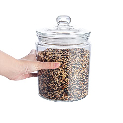Restaurantware Vetri 0.5 Gallon Glass Storage Jar 1 Dishwashable Glass Cookie Jar - Airtight Seal Wide Opening Clear Glass Candy Jar Knob Handle Lid For Kitchen Laundry Or Storage - size: 0.5 gal