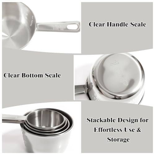 13pcs Stainless Steel Measuring Cups and Spoons Set, 8 Double-Sided Magnetic Measuring Spoons Set & 4 Metal Measuring Cups & 1 Leveler for Kitchen Dry & Liquid Cooking Baking - color: Silver