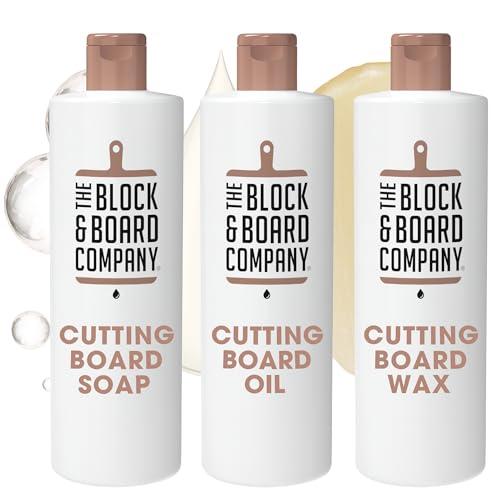The Block & Board Company Specialist Chopping Board Complete Kit Food Grade Soap, Wax & Oil | Cleans, Nourishes, Seals & Protects Wood, Butcher Blocks, Countertops & Utensils | 3 Piece Set - size: Complete Kit