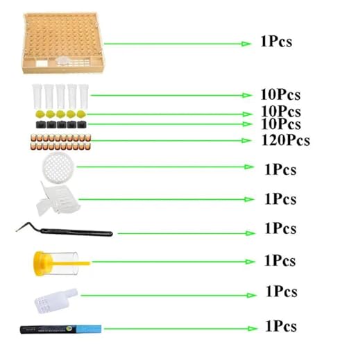 Bee Rearing Kit Automatic Beekeeping Queen Bee Rearing System Cell Cup Set Rearing Grafting Kit Bee Queen Cage 1 Set for Beginners and Bee Keeper