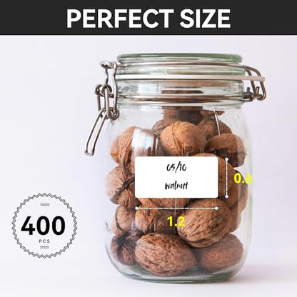 400pcs Removable Labels 1.2 x 0.6 Inch Water Resistant for Bottle - size: 1.2 x 0.6 Inch(400pcs)