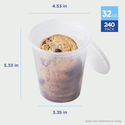 Karat [32oz - 240 ct] Clear PP Injection Molded Round Deli Containers with Lids (FP-IMDC32-PP) - color: Clear, size: 32oz