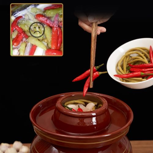 Ceramic Pickle Jar, 8KG with Water Seal Lid - Traditional Fermenting Crock for Kimchi Sauerkraut, Airtight Airlock Design Prevents Odor and Oxidation, Durable - size: 8KG