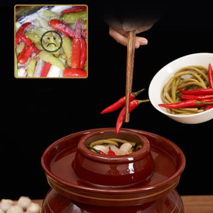 Ceramic Pickle Jar, 8KG with Water Seal Lid - Traditional Fermenting Crock for Kimchi Sauerkraut, Airtight Airlock Design Prevents Odor and Oxidation, Durable - size: 8KG