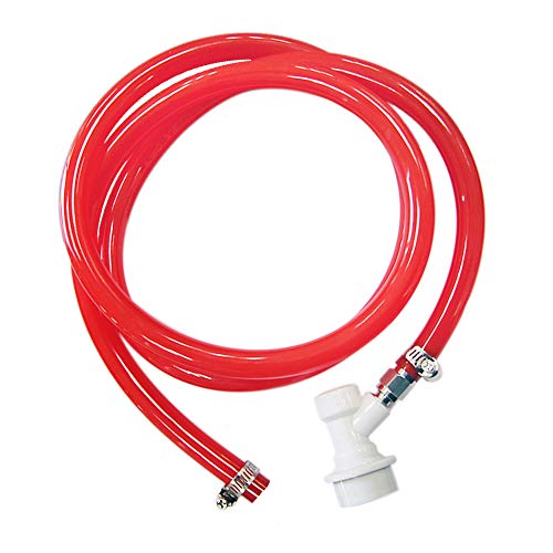 Cornelius Keg Gas Line Assembly - LUCKEG Brand Ball Lock Gas Disconnect with 5ft Red Gas Tubing for Homebrewing - size: 5/16