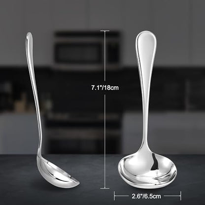 KEAWELL Premium 7.1" Verona Gravy Ladle, 18/10 Stainless Steel, Heavy-Duty with Deep Bowl, High-Polished Finish, Ergonomic Handle for Smooth Pouring, Dishwasher Safe (1, 7.1" Gravy Ladle) - size: 7.1" Gravy Ladle