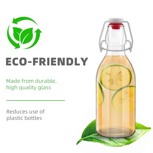 1Pc (12oz fat) clear Swing Top Brewing Bottles with Leak Proof Easy Caps, Glass Beer Bottle Flip Top Bottles For Kombucha, Kefir, Vanilla Extract, Beer (12oz fat) - size: 12 Ounces