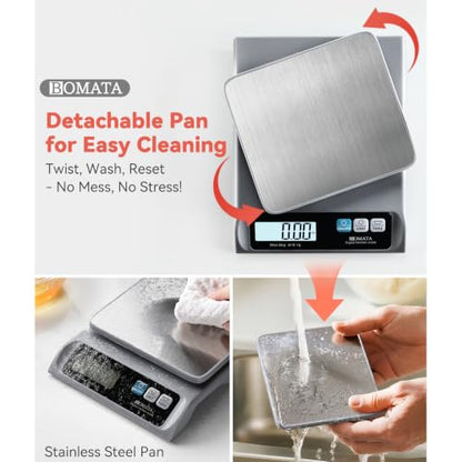 BOMATA 0.1g High Precision Food Scale, USB Rechargeable, 13lb Digital Kitchen Scale with Removable Stainless Steel Pan, Backlit LCD Display, for Cooking, Baking B621 Grey - color: Grey Rechargeable
