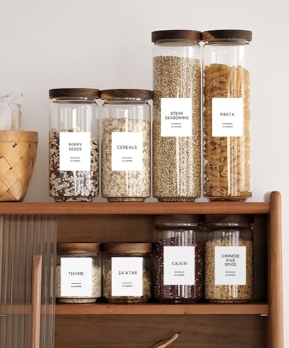 Blank Waterproof Removable Labels for Freezer Storage containers, Labels forJars,Date Label Food Storage Stickers, Waterproof Oil Resistant Easy Clean Leaves no Residue 500Total Per Roll