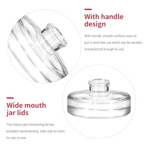 6Pcs Fermentation Glass Weights with Easy Grip Handles, Clear Canning Weights and Pickling Glass Weight for Wide Mouth Mason Jars, Fermenting Kit, Kimchi, Sauerkraut (6)