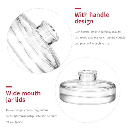 6Pcs Fermentation Glass Weights with Easy Grip Handles, Clear Canning Weights and Pickling Glass Weight for Wide Mouth Mason Jars, Fermenting Kit, Kimchi, Sauerkraut (6)