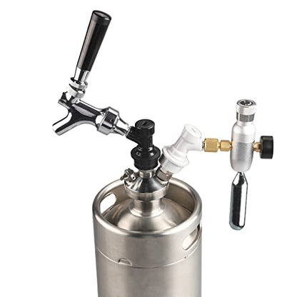 Beer Keg Tap CO2 Charger PERA Brand Ball Lock Beer Faucet Mini Gas regulaor Kit include Beer Faucet Keg Charger Ball Lock MFL Quick Disconnects Set for Home Brewing Mini Keg Corny Cornelius Keg