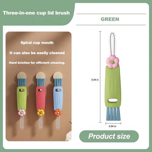 3 in 1 Cup Lid Gap Cleaning Brush Set, Bottle Cleaning Brush Multifunctional Bottle Cleaner Brush Home Kitchen Cleaning Tools, 3PCS - color: 3pcs Mix