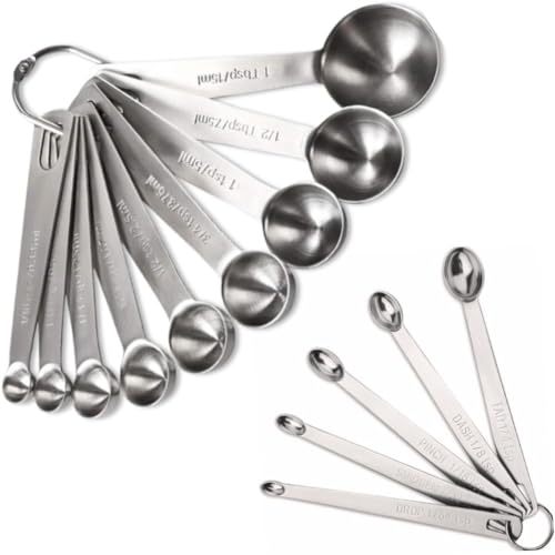 14PCS Measuring Spoons Set, 1 tbsp, 1/2 tbsp, and 1-1/16tsp Stainless Steel Measuring Spoons for Cooking Baking Spice Jars and Liquid Ingredients - size: 14 Pcs