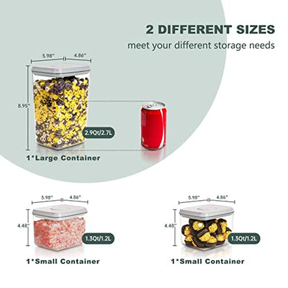 Pop Top Food Storage Containers, 3-Piece Pantry Containers with Lids Airtight, BPA Free Pop Containers for Food Storage, 2 * 1.3Qt+2.9Qt - color: 3 Pcs Set