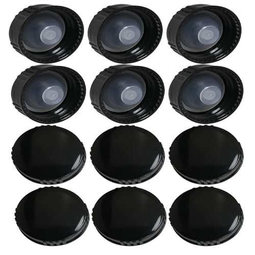 12pcs Phenolic Resin Cover 20mm Black Poly Seal Screw Caps, Plastic Lids Amber Boston Round Glass Beer Bottles Poly Cone Cap, Brewing Wine Jug Cap for Daily Chemicals, Food, Cosmetics Bottles - color: Black,20mm
