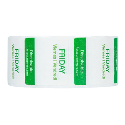 Restaurantware RW Smart 1 Inch x 1 Inch Food Rotation Labels 3500 Dissolvable Food Safety Labels - Premium Trilingual Paper Day Of The Week Labels For Food Storage Or Prep Weekly - style: 7-Day