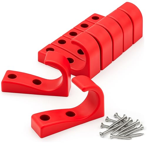 Toughook Heavy Duty Hooks for Hanging Coats, Jackets, Backpacks, Baseball Hats - Wall Mounted Rainbow Color Hangers for Kids, Perfect Hook for Classrooms, Bathroom Robes and Towels | J Hook 7-Pack - color: Candy Red