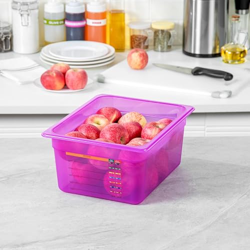 Restaurantware Food Storage Container 1 Pack of 9.5 qt Plastic Stackable Microwave-Safe Bin Dishwasher Safe Freezer Safe Purple Containers for Kitchen Storage - size: Half Size