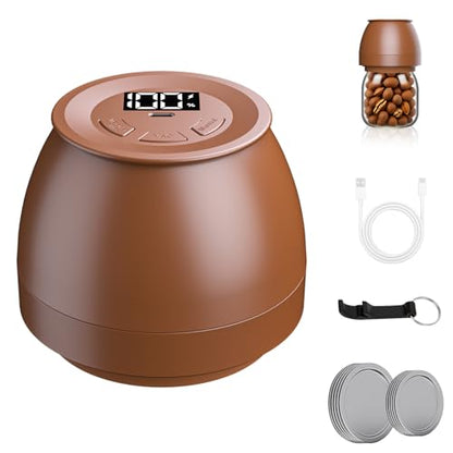 FUTUREZEN Electric Mason Jar Vacuum Sealer Kit for Regular & Wide Mouth Canning Jars, 3-in-1 Handheld Automatic Sealing Machine Kit for Food Storage & Fermentation, Includes Lids, Opener, USB-C Cable - color: Brown