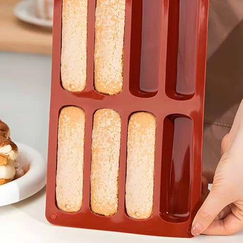 Silicone Finger Biscuit Mold, 8 Cavities, 11x6.7 inch, Set of 2 Baking Mold for Eclairs and Chocolate Bars - color: 2 Packs Silicone Finger Biscuit Molds Z276