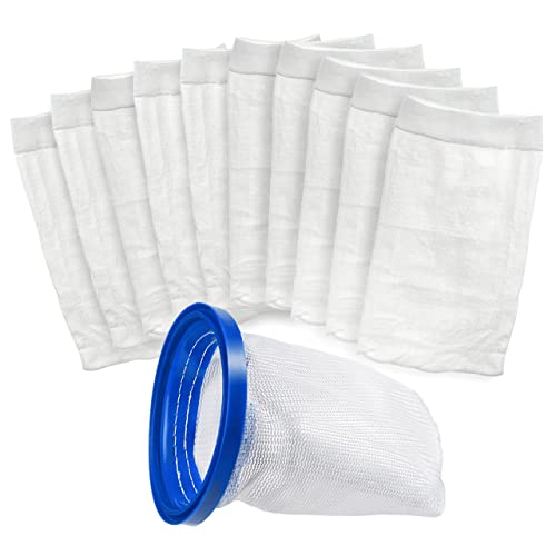 Pool Vacuum Cleaner Reusable Filter Bag with 10-Pack Ultrafine Mesh Filter Bags for Pool Blaster Water Tech Max & Catfish Ultra Pool Vacuum Sand & Silt Cleaner Filter