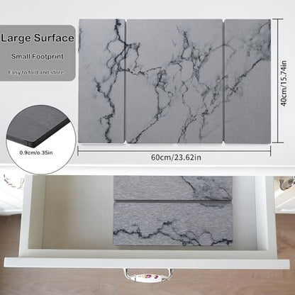 Large Stone Dish Drying Mat for Kitchen Counter,Collapsable Stone Dish Drying Mat with Diatomaceous Earth for Quick Drying-Ultra Absorbent-Eco-Friendly,Foldable -23.6"×15.7" Light Gray Marble Pattern - color: L22-Light Gray