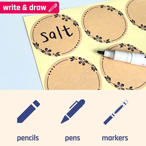 900 Pieces, 2 inch - Canning Labels for Mason Jars, Brown Kraft Jar Stickers to Write On - size: 900 Pieces