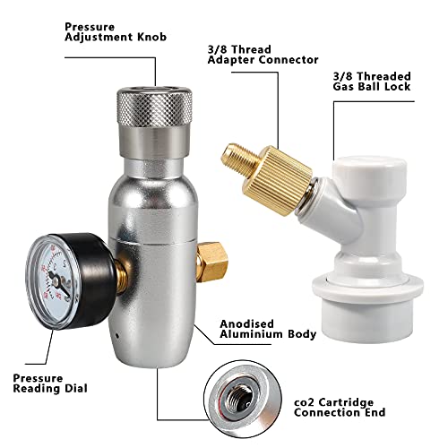 CO2 Mini Keg Charger Dispenser Cornelius Keg Mini Gas Regulator 0-60PSI Homebrewing
