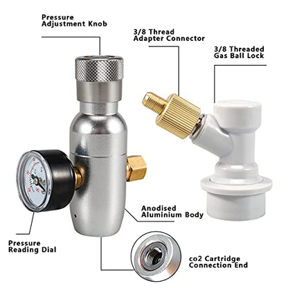 CO2 Mini Keg Charger Dispenser Cornelius Keg Mini Gas Regulator 0-60PSI Homebrewing