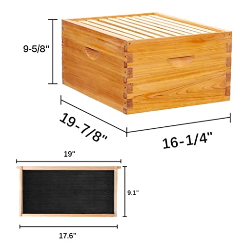 10-Frame Beehive Box Langstroth Deep Brood Box Dipped in 100% Beeswax Includes Wooden Frames & Waxed Foundations (Unassembled) - size: 10-frame deep box