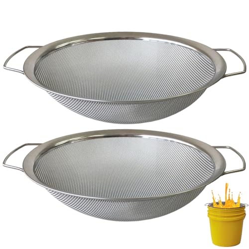 2 Pack YUEBM Stainless Steel Fine Mesh Paint Strainer Fits 5 Gallon Bucket, Filter Impurities and Protect Spray Gun, Easy to Clean and Reusable
